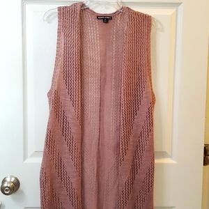 MORAL FIBER Sleeveless Crochet Duster Open Cardigan 2x